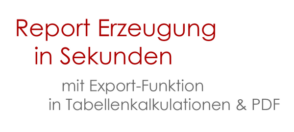 Report Erzeugung in Sekunden mit Export-Funktionen in Tabellenkalkulationen und PDF